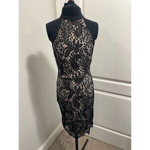 Charlotte Russe Black Lace Sheath Dress Women's S Knee Length Formal